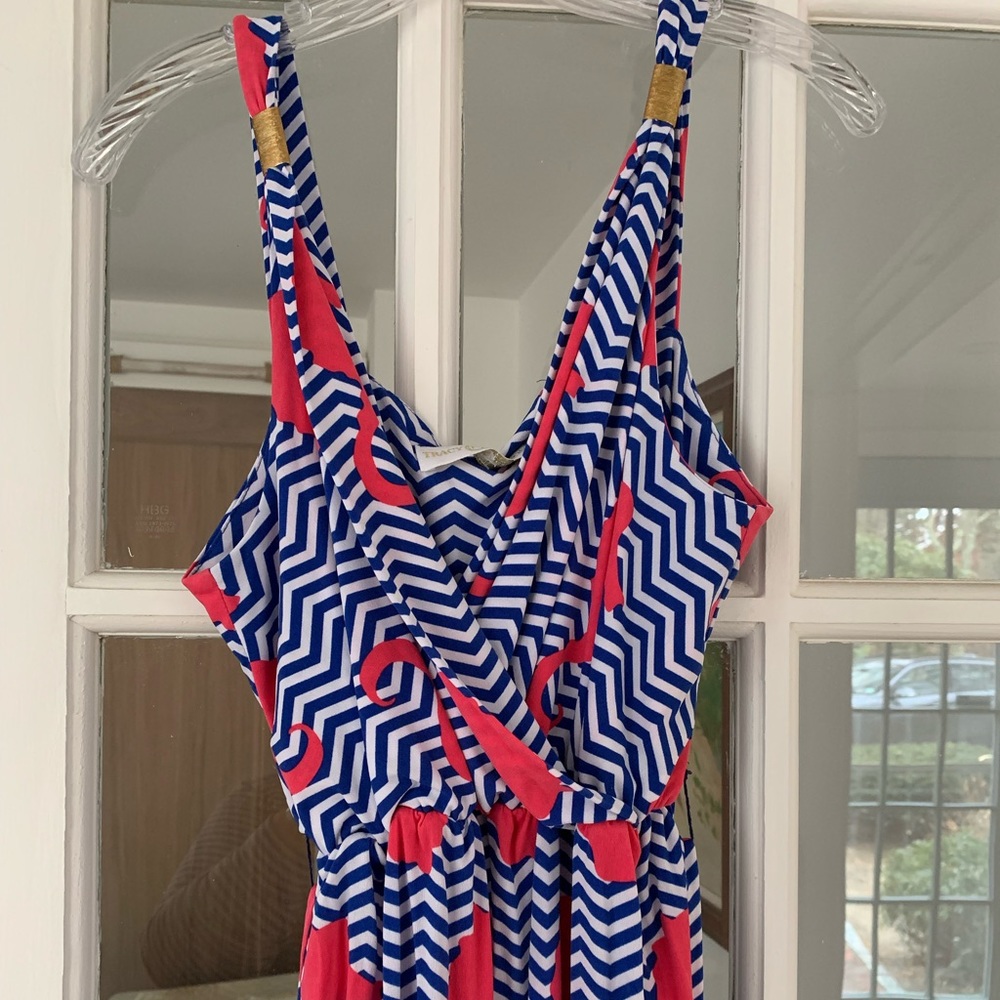 EUC Tracey Negoshian Cabana Seahorse Maxi Dress Size L
